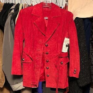 NWT VINTAGE Jacqueline Ferrar Red 100% SUEDE Jacket